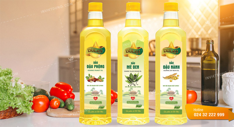Thiết kế tem nhãn chai dầu ăn nổi bật và chuyên nghiệp
