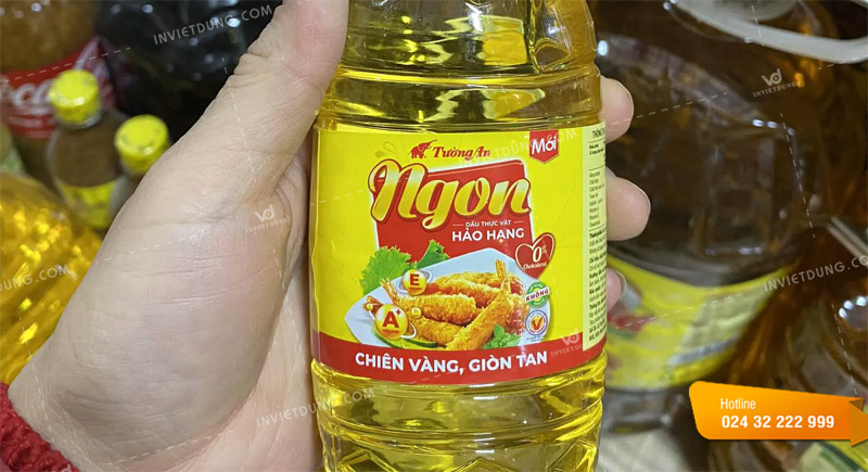 Mẫu tem nhãn dán chai dầu ăn đẹp