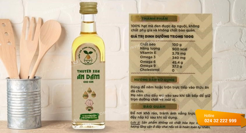 Mẫu tem nhãn dán chai dầu ăn đẹp