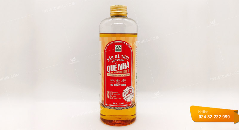 Mẫu tem nhãn dán chai dầu ăn đẹp