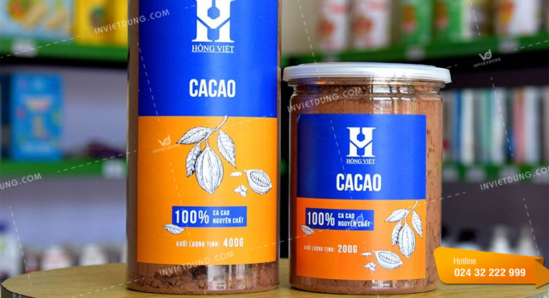 Mẫu tem nhãn dán bột cacao