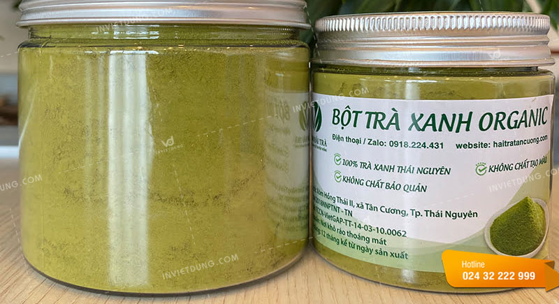 Mẫu tem nhãn dán bột trà xanh Ogranic