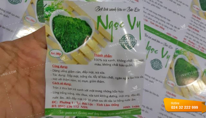Mẫu tem nhãn dán bột trà xanh hữu cơ làm đẹp da