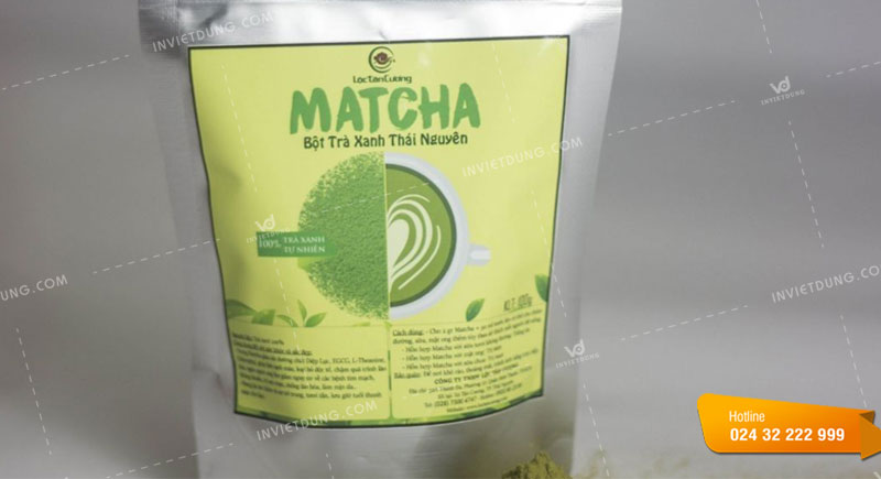Mẫu tem nhãn dán bột trà xanh Thái Nguyên