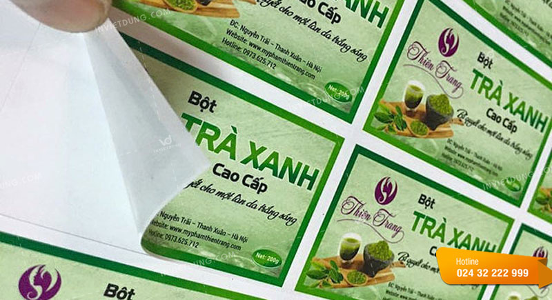 Mẫu tem nhãn dán bột trà xanh cao cấp