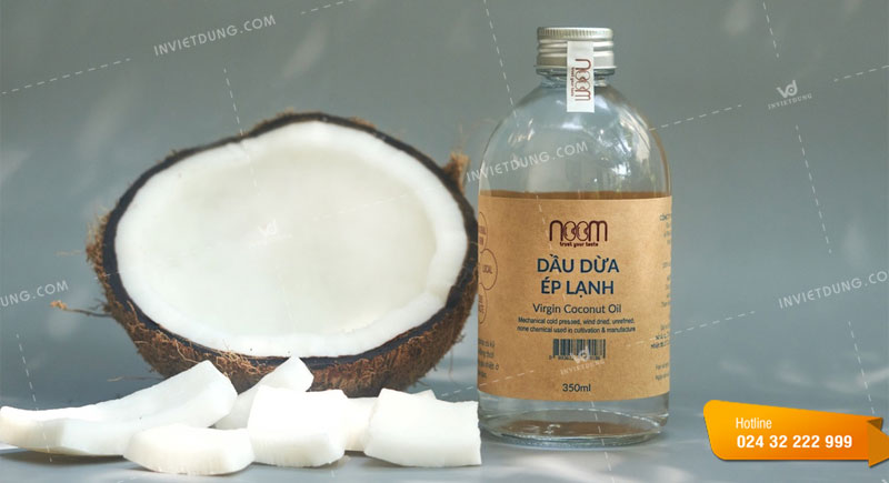 Mẫu tem nhãn dán dầu dừa bằng giấy kraft