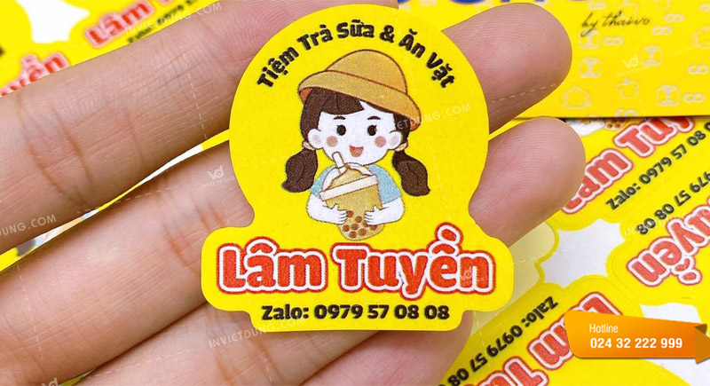 Mẫu tem nhãn dán đồ ăn vặt hình tròn