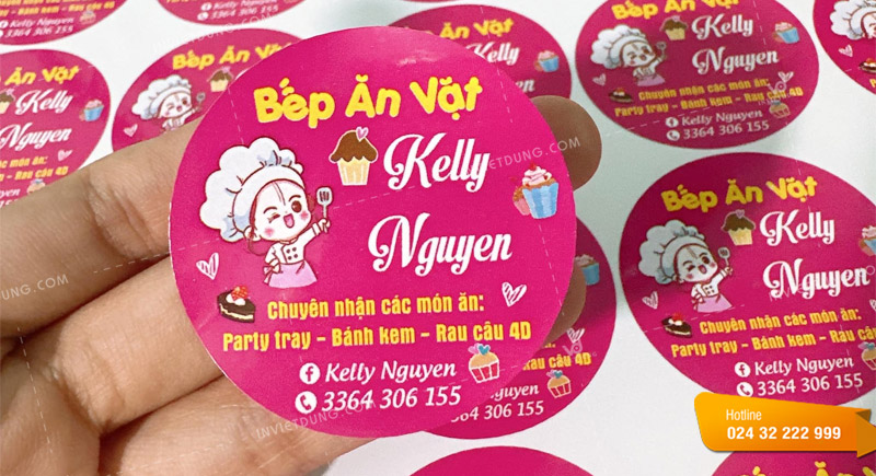 Mẫu tem nhãn dán đồ ăn vặt hình tròn