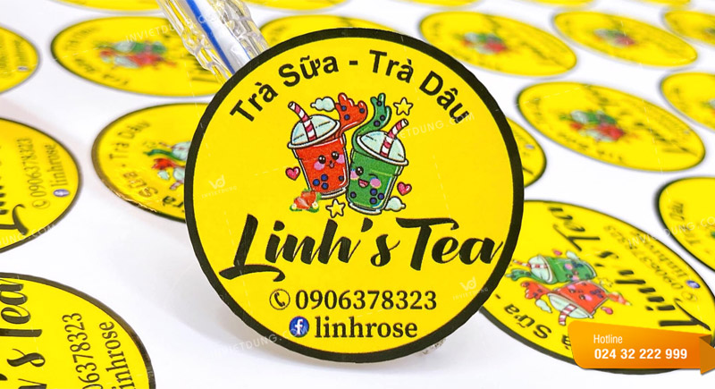 Mẫu tem nhãn dán đồ ăn vặt hình tròn