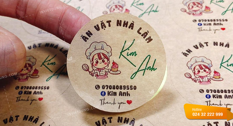 Mẫu tem nhãn dán đồ ăn vặt hình tròn