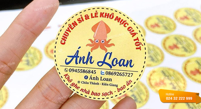 Mẫu tem nhãn dán khô mực Ánh Loan