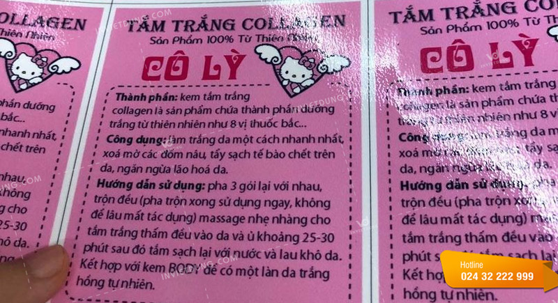 Mẫu tem nhãn decal dán sữa tắm trắng collagen