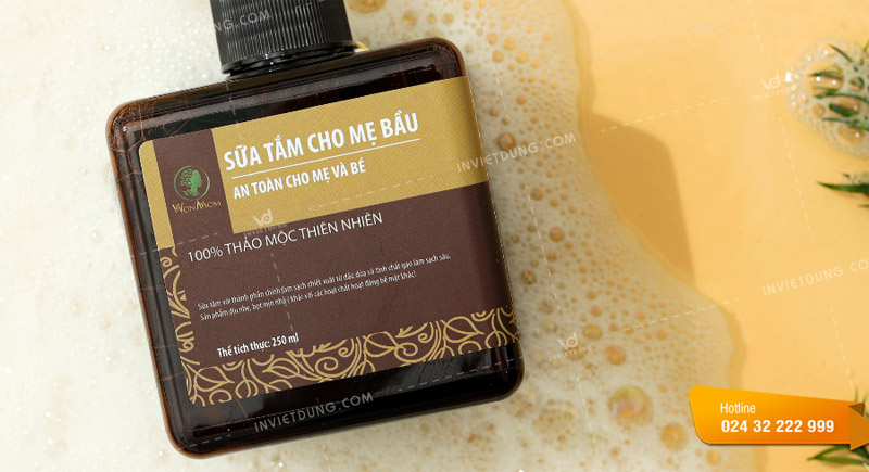 Mẫu tem nhãn decal dán sữa tắm cho mẹ bầu