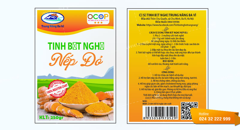 Mẫu tem nhãn dán tinh bột nghệ thiết kế đẹp ấn tượng