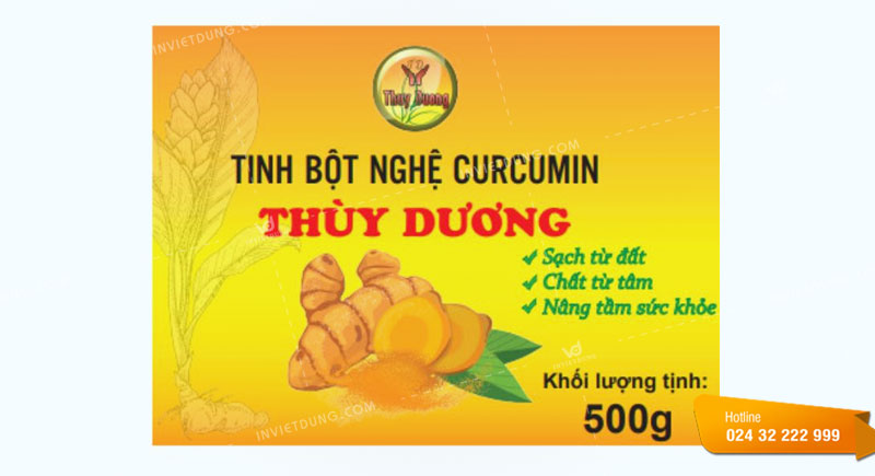 Mẫu tem nhãn dán tinh bột nghệ Curcumin