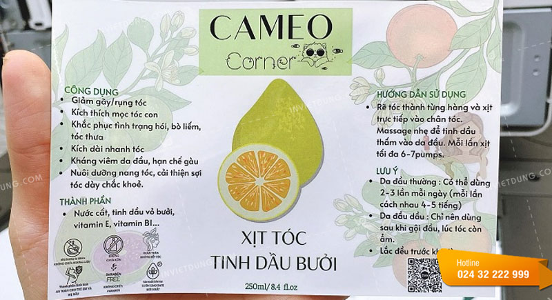 Mẫu tem nhãn tinh dầu xịt tóc 