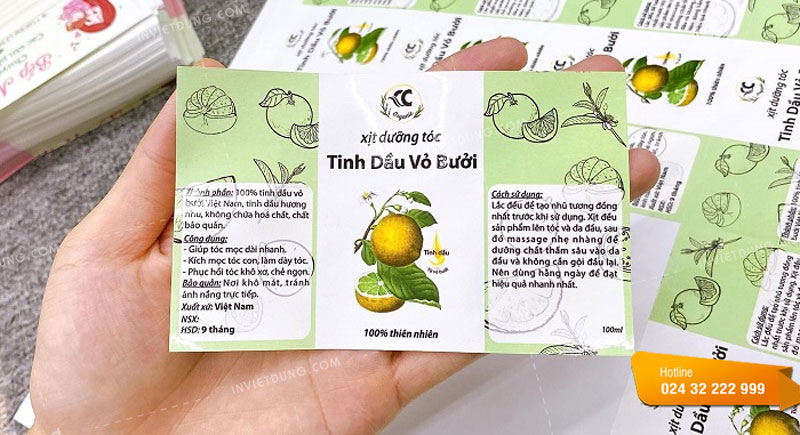 Mẫu tem nhãn dầu gội tinh dầu vỏ bưởi