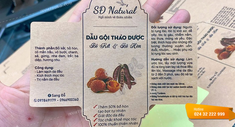 Mẫu tem nhãn dầu gội thảo dược bồ kết