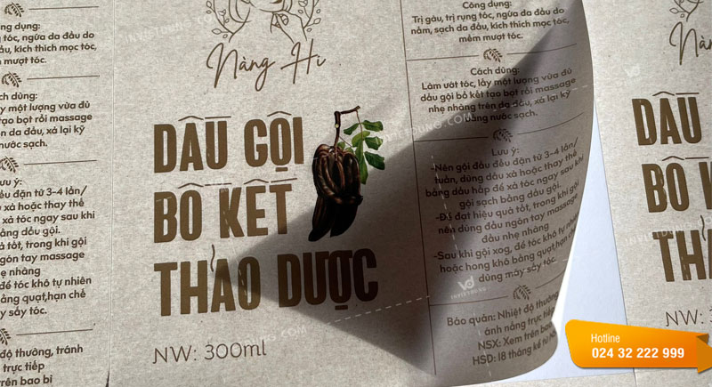 Mẫu tem nhãn dầu gội theo yêu cầu tại Hà Nội