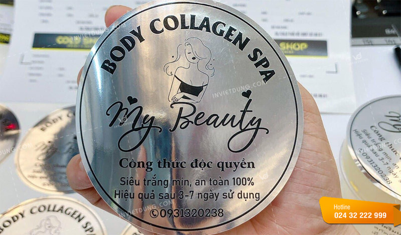 Mẫu tem nhãn decal xi bạc dán mỹ phẩm 