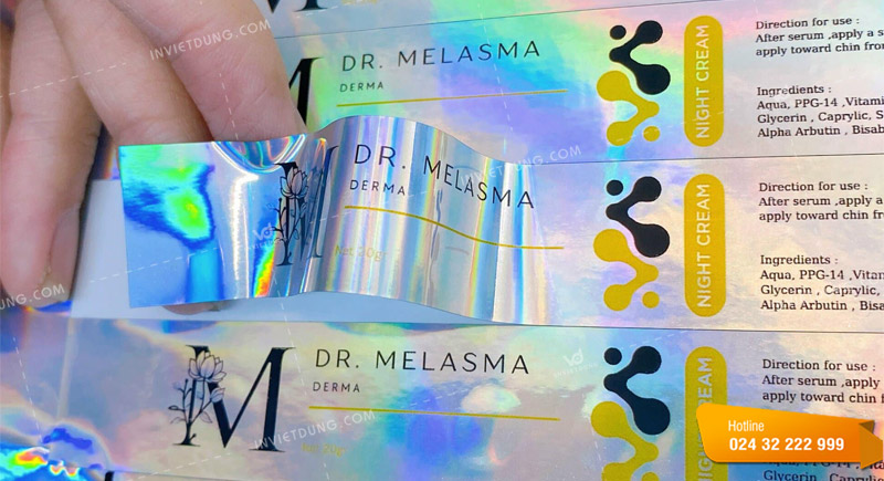 Mẫu tem nhãn decal hologram dán mỹ phẩm 