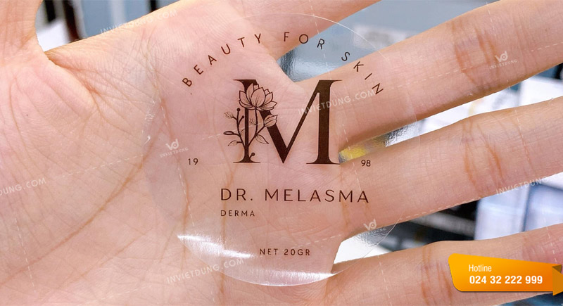 Mẫu tem nhãn decal trong dán mỹ phẩm 