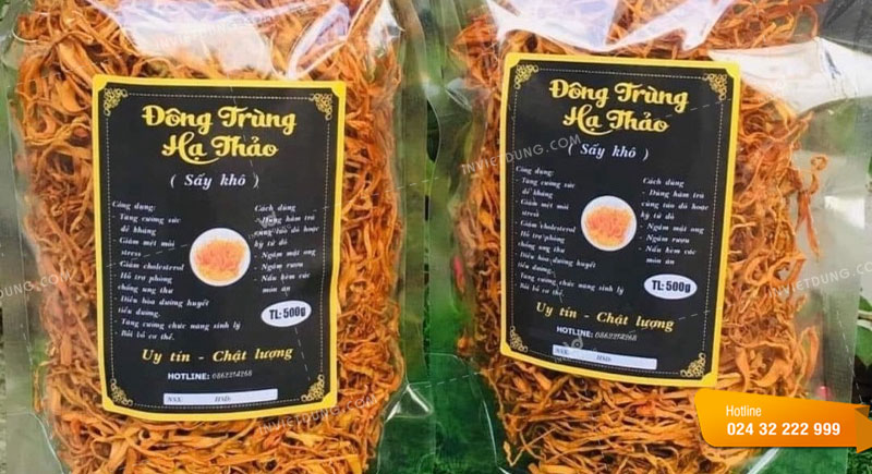 Mẫu tem nhãn dán túi đựng đông trùng hạ thảo 