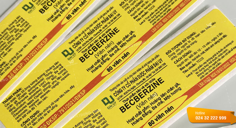 Mẫu tem nhãn dán dược phẩm Becberzine