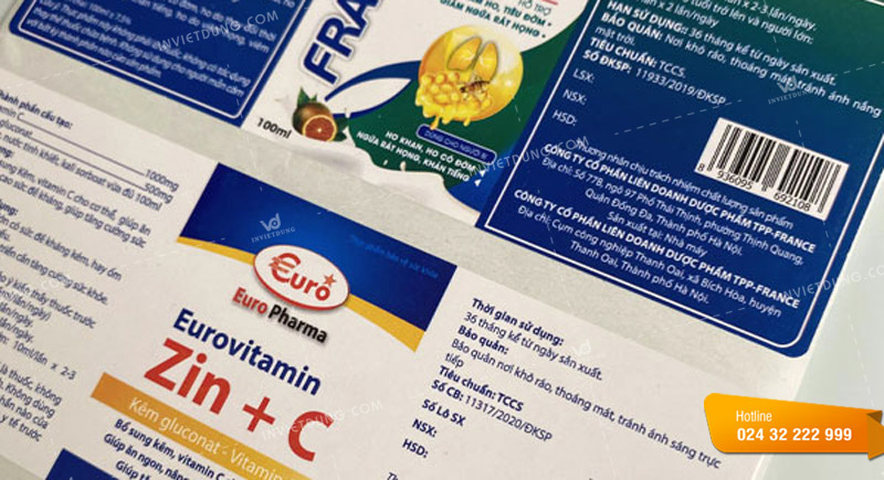 Mẫu tem nhãn dán dược phẩm Zin + C