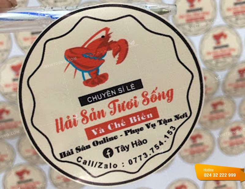 Mẫu tem nhãn dán hải sản tươi sống