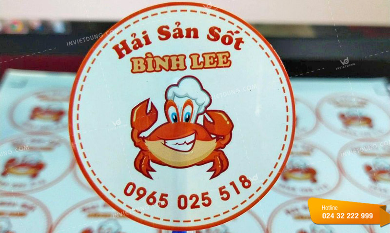 Mẫu tem nhãn dán hải sản cua
