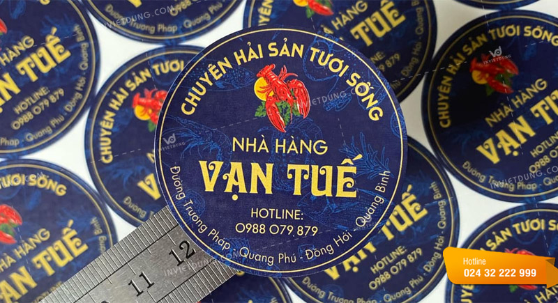 Mẫu tem nhãn dán hải sản nhà hàng Vạn Tuế