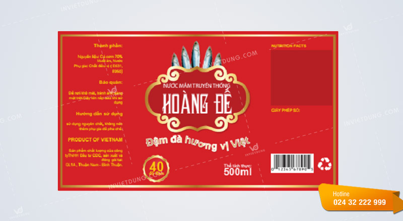 Mẫu tem nhãn nước mắm Hoàng Đế