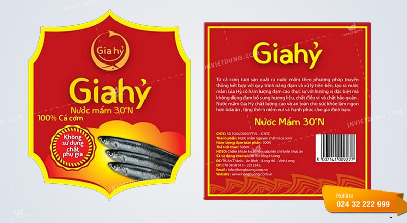 Mẫu tem nhãn nước mắm Gia Hỷ