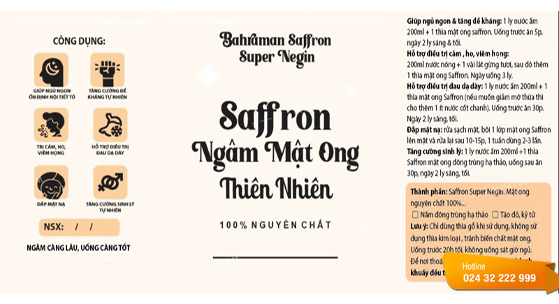 Mẫu tem nhãn dán saffron mật ong