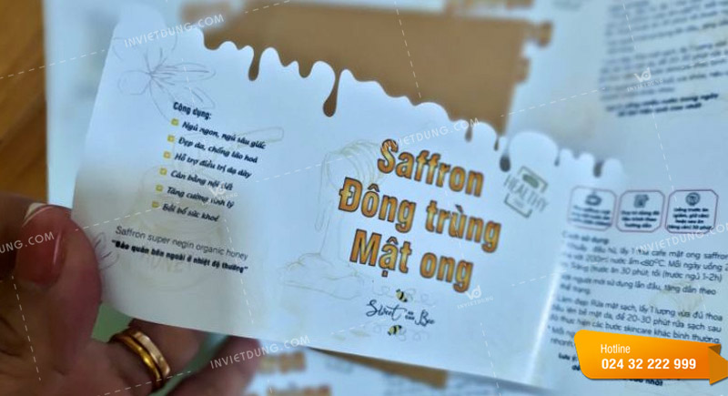 Mẫu tem nhãn dán saffron đông trùng mật ong
