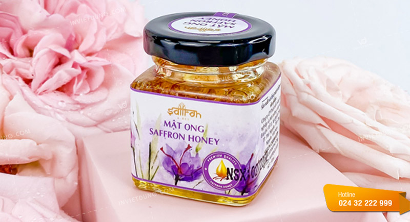 Mẫu tem nhãn dán saffron do In Việt Dũng thực hiện
