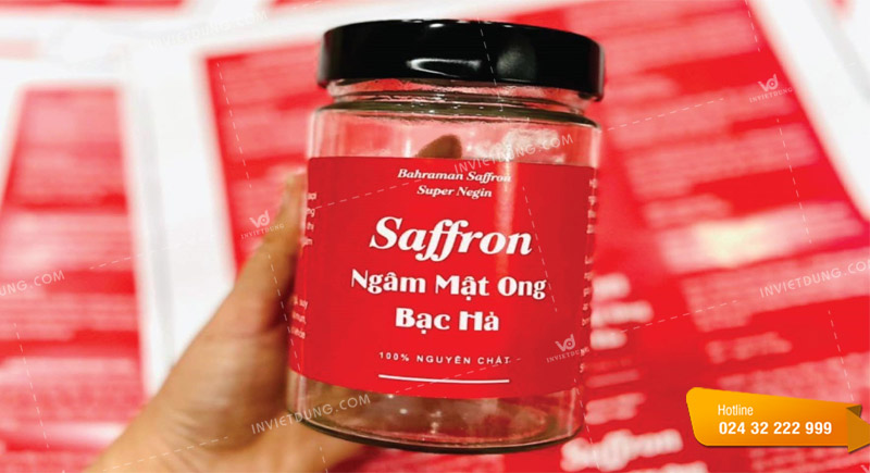 Mẫu tem nhãn dán saffron bạc hà