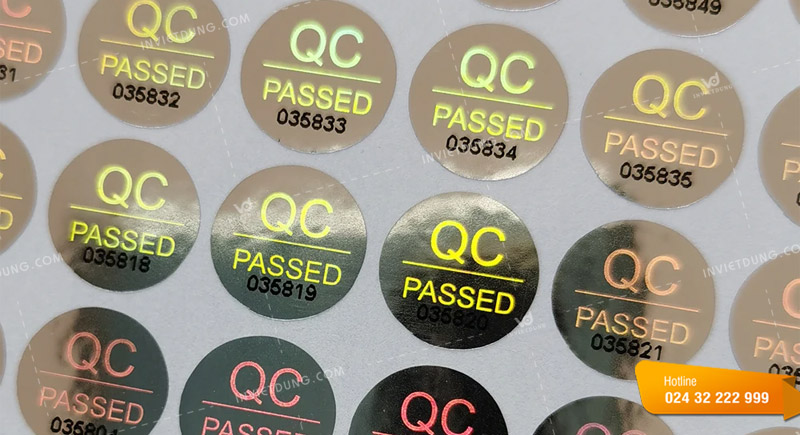 Mẫu tem QC passed hologram chất lượng cao