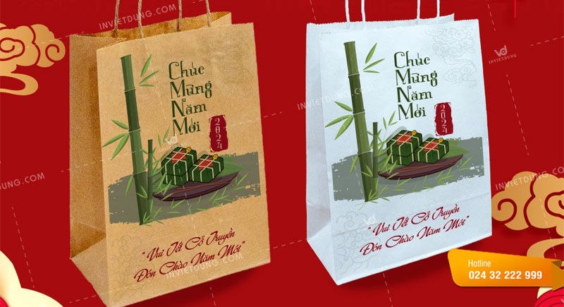 Mẫu túi giấy đựng quà Tết giấy kraft sang trọng