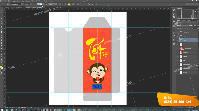 Hướng dẫn cách thiết kế bao lì xì bằng Photoshop