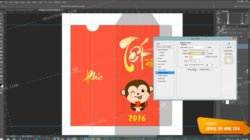 Hướng dẫn cách thiết kế bao lì xì bằng Photoshop