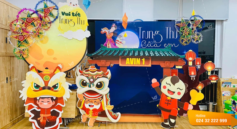 Ý tưởng trang trí trung thu văn phong với backdrop/background