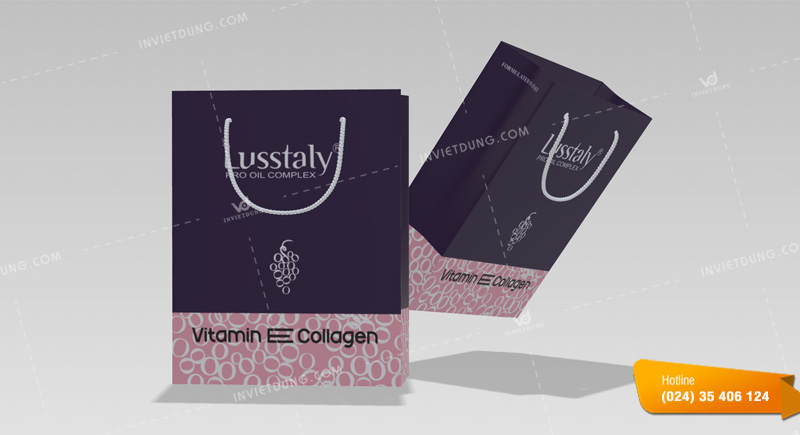 Mẫu túi giấy mỹ phẩm thương hiệu Lusstaly