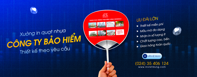 In quạt nhựa quảng cáo công ty bảo hiểm