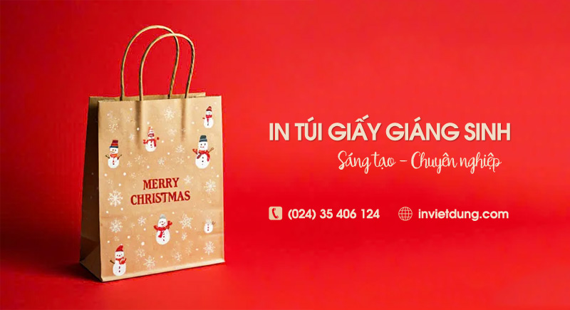 Xưởng in túi giấy đựng quà giáng sinh giá rẻ, free thiết kế