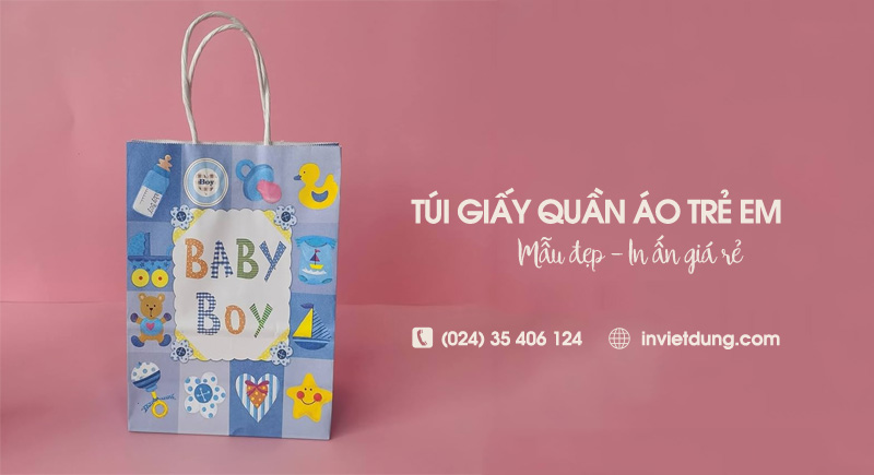 In túi giấy đựng quần áo trẻ em
