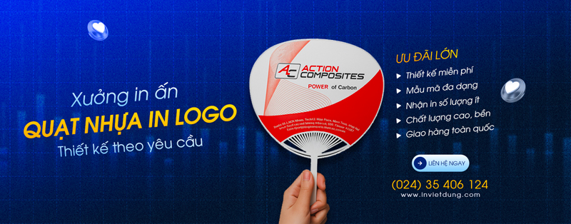 In quạt nhựa cầm tay in logo số lượng ít, giao hàng nhanh
