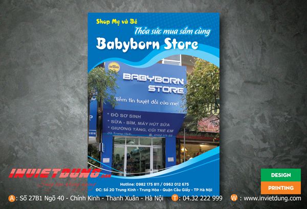 Mẫu tờ rơi quảng cáo shop thời trang mẹ và bé Babyborn Store
