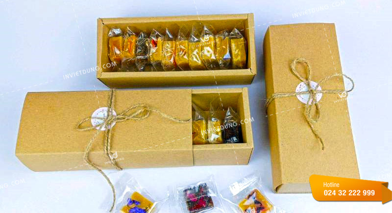 Mẫu hộp kraft đựng bánh ngọt được thiết kế có dây buộc